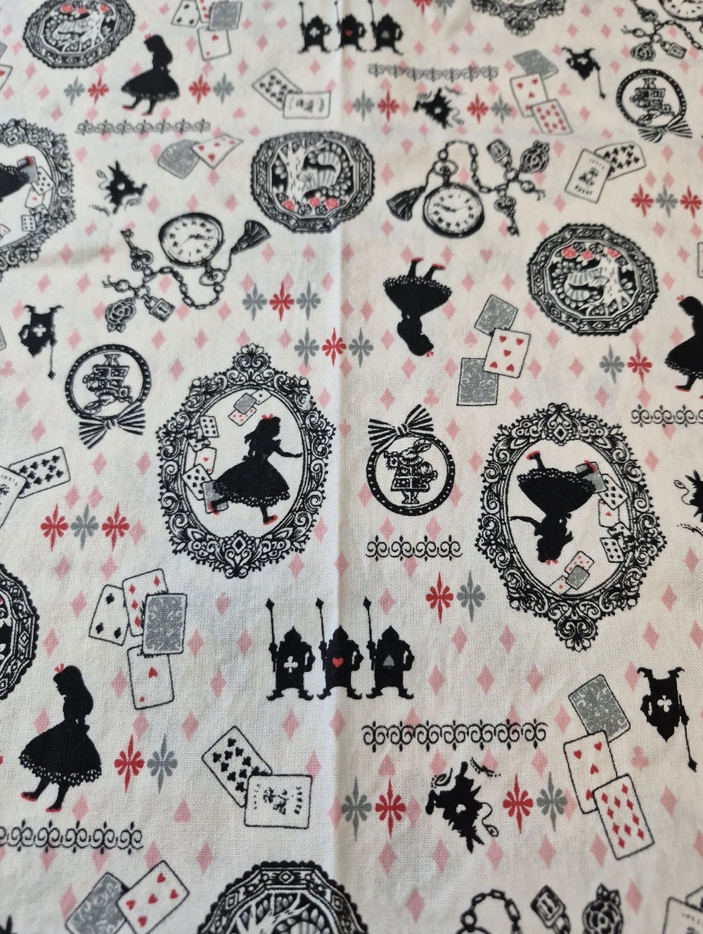 Alice in Wonderland Inspired Fabric – 11x32 Remnant – Silhouette Print